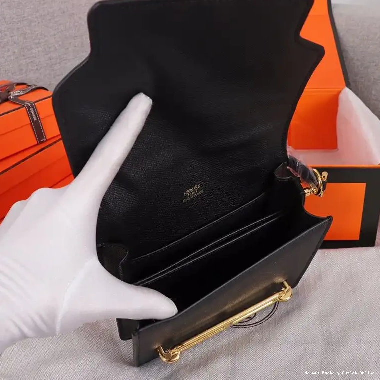 Affordable Hardware Roulis Bag Leather Black Gold Epsom In Hermes 0503
